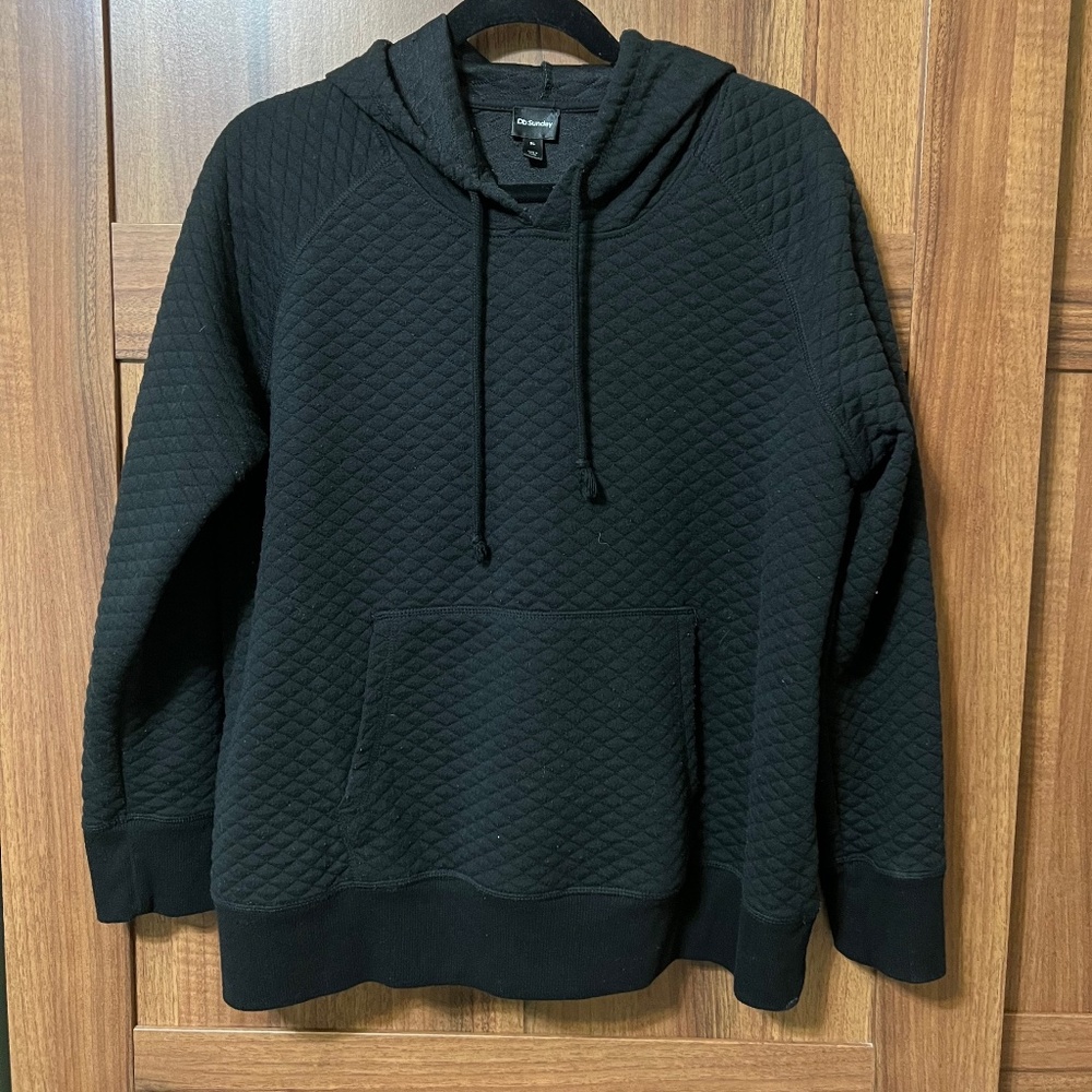 DB Sunday Black Quilted Pullover Hoodie